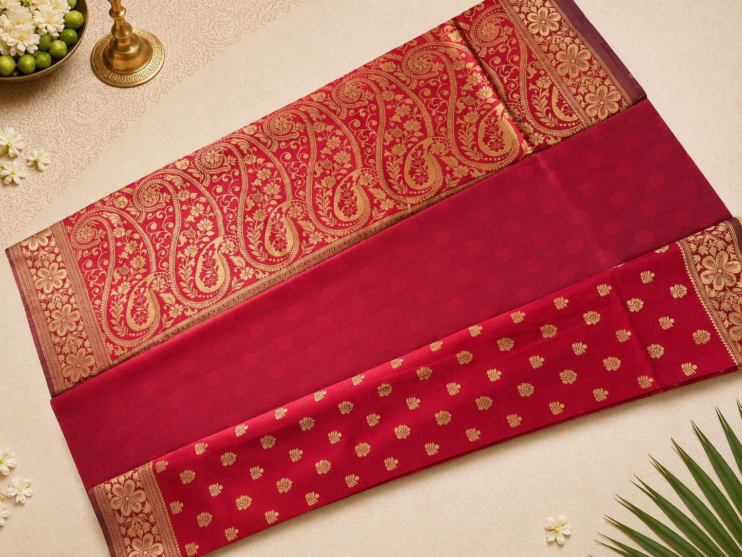 Red Banarasi-Inspired Silk Saree