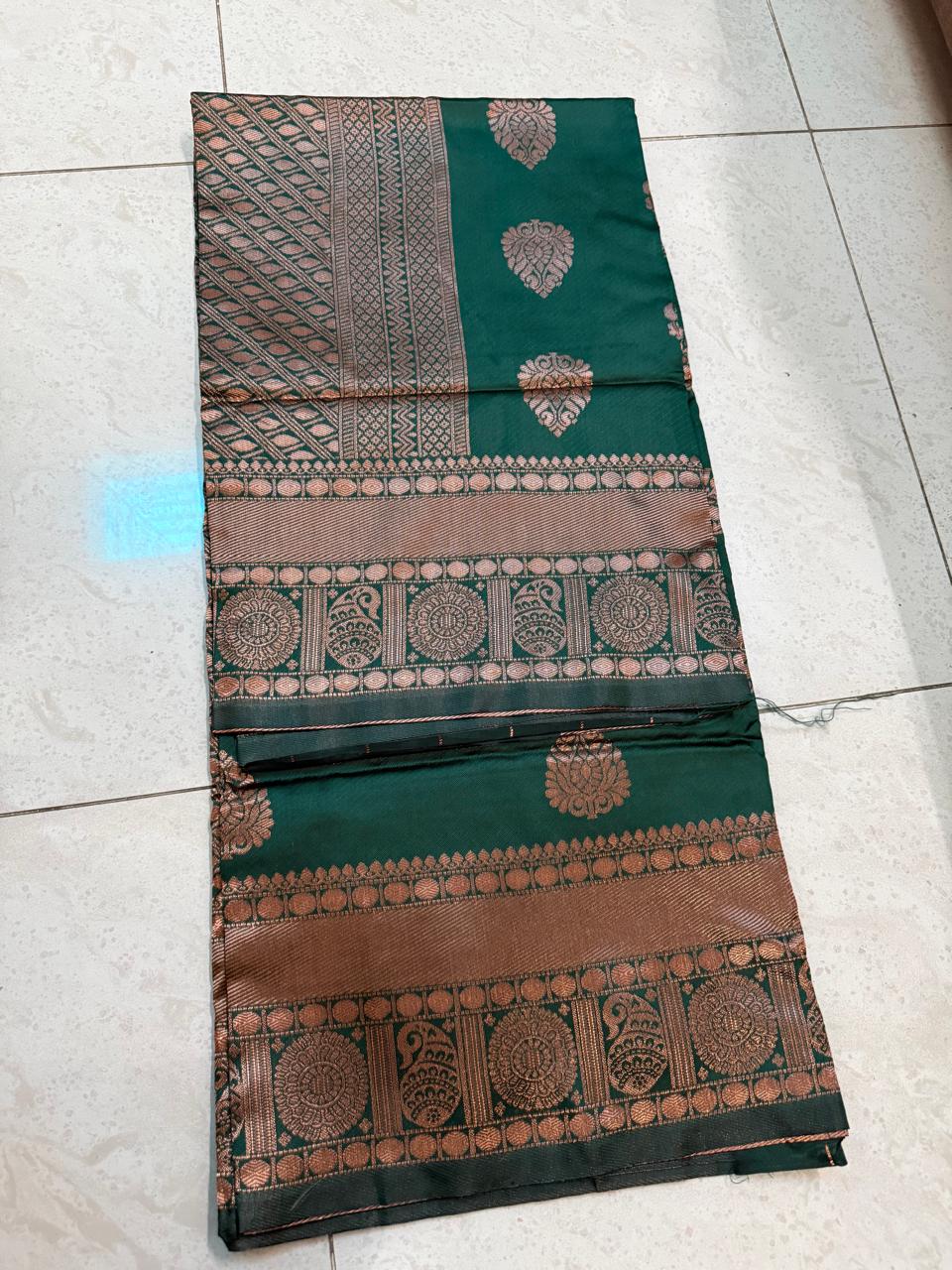 Emerald Green Banarasi Silk Saree