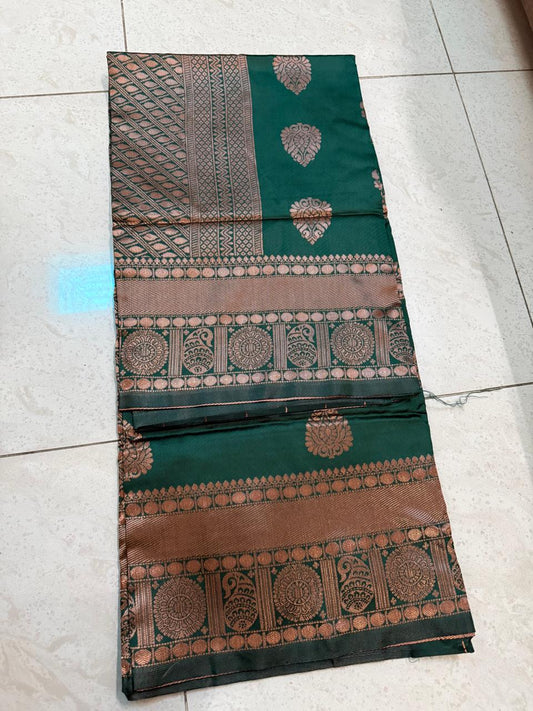 Emerald Green Banarasi Silk Saree