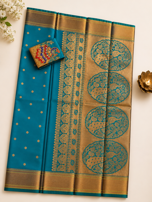 Peacock Blue Paithani Saree